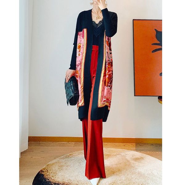 women's knits & tees spring 2021 silk printed wool medium length loose cardigan coat, White
women's knits & tees spring 2021 silk printed wool medium length loose cardigan coat, White