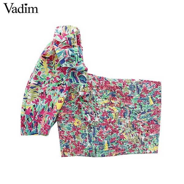 vadim women stylish colourful print crop single shoulder shirts ruffles short design female fashion blouse chic da535, White
vadim women stylish colourful print crop single shoulder shirts ruffles short design female fashion blouse chic da535, White