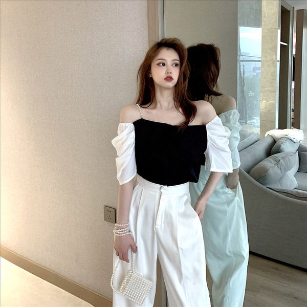 2020 bubble sleeve unilateral bead chain clavicle slim t-shirt female 2020 bubble sleeve unilateral bead chain clavicle slim t-shi, White
2020 bubble sleeve unilateral bead chain clavicle slim t-shirt female 2020 bubble sleeve unilateral bead chain clavicle slim t-shi, White