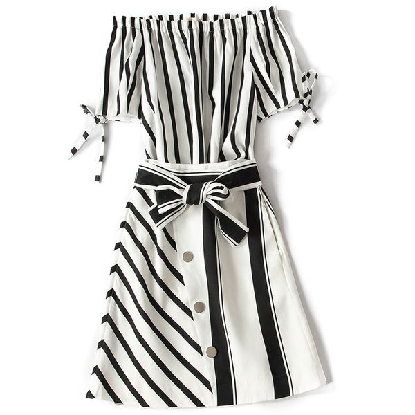 amolapha женщины с плеча slash шеи полосатая блузка + нерегулярные однобортные пояса юбки 2 шт. комплекты одежды, White
amolapha женщины с плеча slash шеи полосатая блузка + нерегулярные однобортные пояса юбки 2 шт. комплекты одежды, White