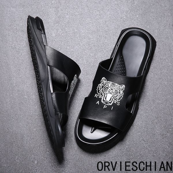 2020 designer's new summer leather slippers men's fashion outdoor beach sandals slip resistant soft soles wear flip flops men', Black
2020 designer's new summer leather slippers men's fashion outdoor beach sandals slip resistant soft soles wear flip flops men', Black