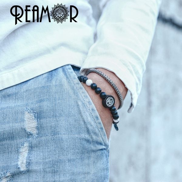reamor men natural stone bracelet stianless steel tibetan totem wooden beads bracelets women homme jewelry gift drop shipping, Black
reamor men natural stone bracelet stianless steel tibetan totem wooden beads bracelets women homme jewelry gift drop shipping, Black