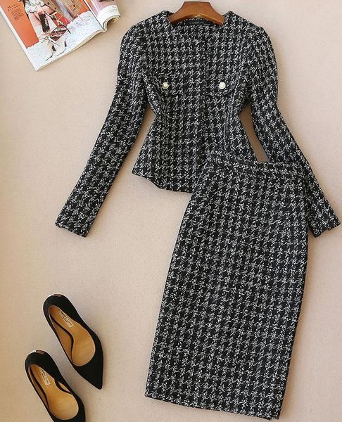 women tweed suits fashion skirts 2 piece sets women woolen coat and skirts sets, White;black
women tweed suits fashion skirts 2 piece sets women woolen coat and skirts sets, White;black
