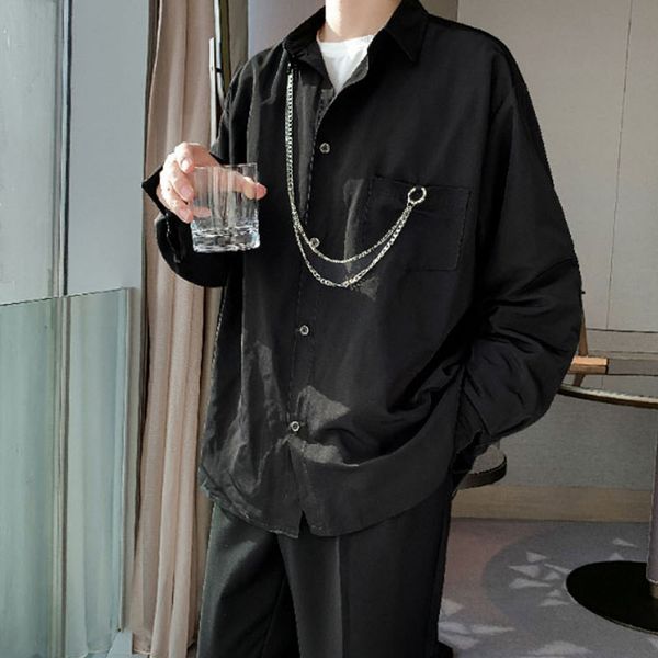 men chain pendant long sleeve casual shirt male streetwear japan korea fashion hip hop loose shirts black white, White;black
men chain pendant long sleeve casual shirt male streetwear japan korea fashion hip hop loose shirts black white, White;black