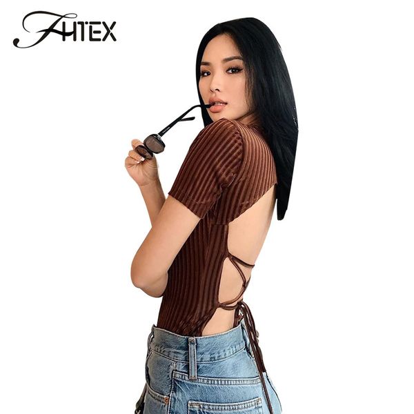 women t shirt velvet lace up backless shirts ladyies o neck slim casual tees crop top, White
women t shirt velvet lace up backless shirts ladyies o neck slim casual tees crop top, White
