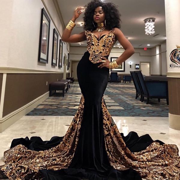 2019 new gold sequined mermaid prom dresses v neck south african black girls evening gowns plus size special occasion dress abendkleider
2019 new gold sequined mermaid prom dresses v neck south african black girls evening gowns plus size special occasion dress abendkleider