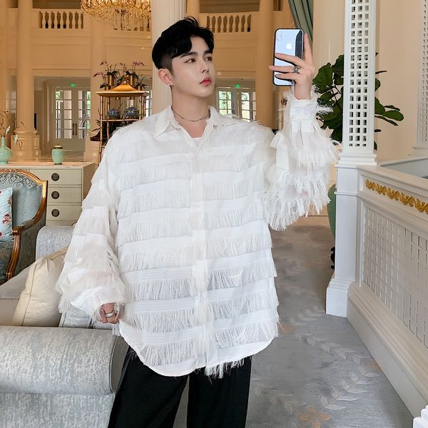 men fashion long sleeve tassels loose casual black white shirt male women streetwear hip hop party dress shirts lovers shirts, White;black
men fashion long sleeve tassels loose casual black white shirt male women streetwear hip hop party dress shirts lovers shirts, White;black