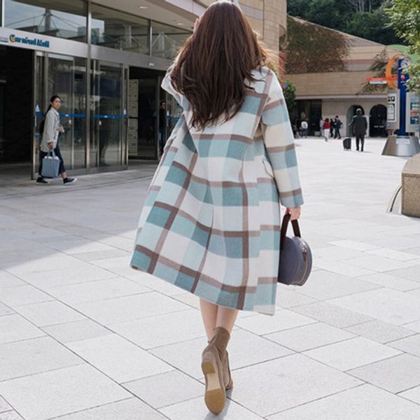 women's wool & blends plaid temperament long coat autumn and winter 2021 small cloth over knee large size woolen female, Black
women's wool & blends plaid temperament long coat autumn and winter 2021 small cloth over knee large size woolen female, Black