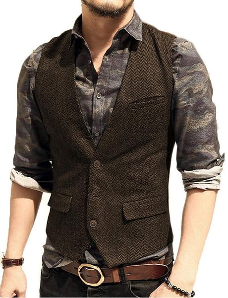 fashion men's v neck wool herringbone tweed casual suit vest formal business vest groomman for many colors, White;black
fashion men's v neck wool herringbone tweed casual suit vest formal business vest groomman for many colors, White;black
