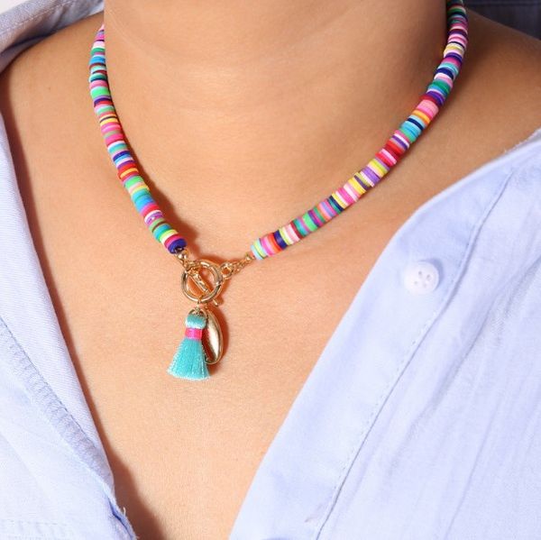 boho shell necklace bohemian colorful polymer clay seashell pendant necklace for women holiday jewelry beach accessories, Silver
boho shell necklace bohemian colorful polymer clay seashell pendant necklace for women holiday jewelry beach accessories, Silver