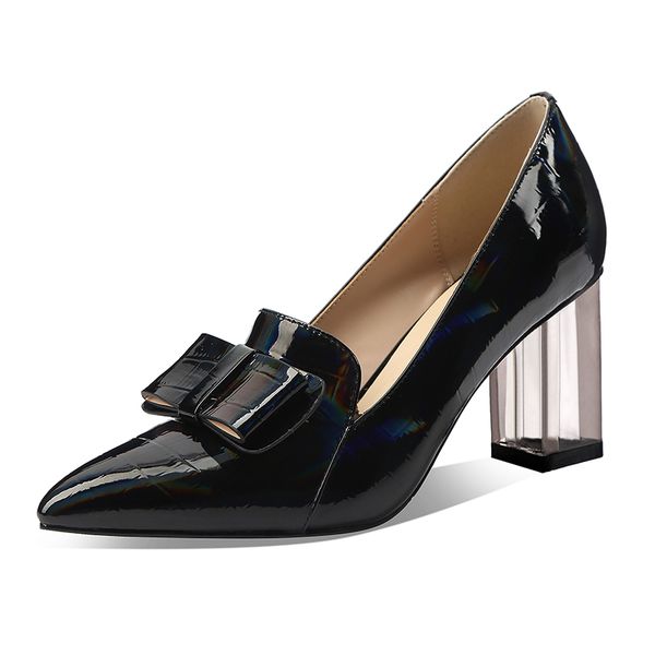 women genuine leather basic pumps transparent high heeled elegant wedding party shoes woman pointed toe bowties office pumps, Black
women genuine leather basic pumps transparent high heeled elegant wedding party shoes woman pointed toe bowties office pumps, Black