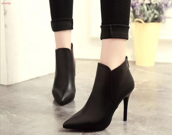 new fashion patent leather pu pointed toe high heel boots shoes woman black ankle boots women shoes thin heel women 35-39
new fashion patent leather pu pointed toe high heel boots shoes woman black ankle boots women shoes thin heel women 35-39