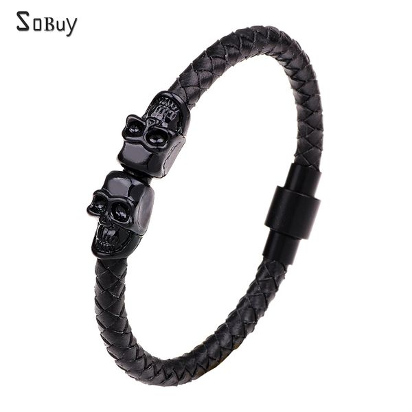 magnetic clasp genuine leather bracelets vintage braided chain charm skull bracelet bangles for men jewelry, Golden;silver
magnetic clasp genuine leather bracelets vintage braided chain charm skull bracelet bangles for men jewelry, Golden;silver