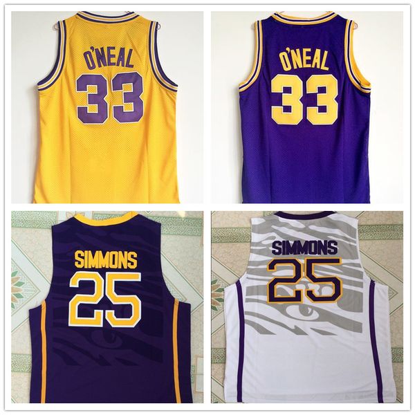 ncaa lsu tigers college #25 simmons jersey #33 o'neal basketball jerseys sticthed white yellow purple fans logos, Black
ncaa lsu tigers college #25 simmons jersey #33 o'neal basketball jerseys sticthed white yellow purple fans logos, Black