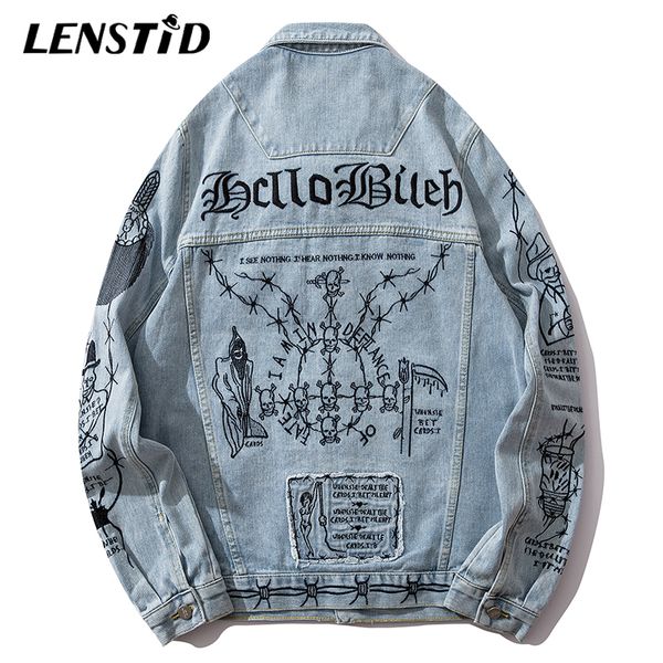 lenstid autumn new hip hop letters skull embroidery denim bomber jackets mens distressed streetwear vintage fashion jeans jacket, Black;brown
lenstid autumn new hip hop letters skull embroidery denim bomber jackets mens distressed streetwear vintage fashion jeans jacket, Black;brown