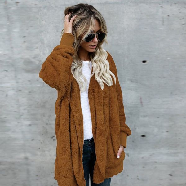 winter autumn women jacket fluffy oversized cardigan full loose long warm outwears pockets chic streetwear coat, Black;brown
winter autumn women jacket fluffy oversized cardigan full loose long warm outwears pockets chic streetwear coat, Black;brown