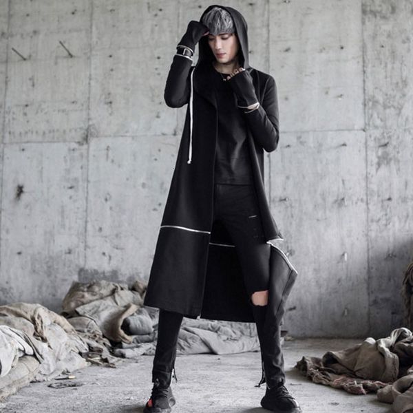 new long cardigan trench coat men spring autumn outerwear mens casual loose thin jacket man hooded black overcoat large size
new long cardigan trench coat men spring autumn outerwear mens casual loose thin jacket man hooded black overcoat large size