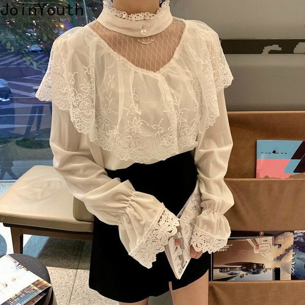 women's blouses & shirts joinyouth lace patchwork velour blouse 2021 spring vintage women shirt flare long sleeve half turtleneck pullo, White
women's blouses & shirts joinyouth lace patchwork velour blouse 2021 spring vintage women shirt flare long sleeve half turtleneck pullo, White