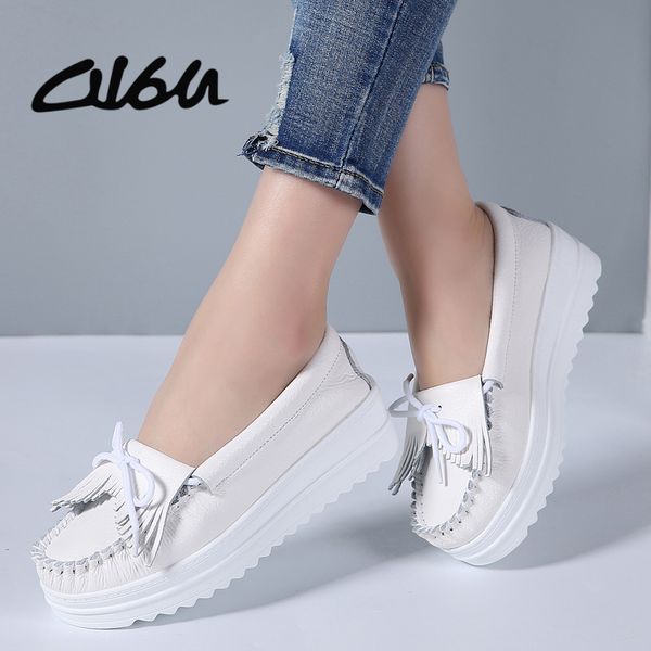o16u 2018 women flat platform shoes tassel genuine leather moccains ladies shoes fringe knot slip on shallow casual white, Black
o16u 2018 women flat platform shoes tassel genuine leather moccains ladies shoes fringe knot slip on shallow casual white, Black