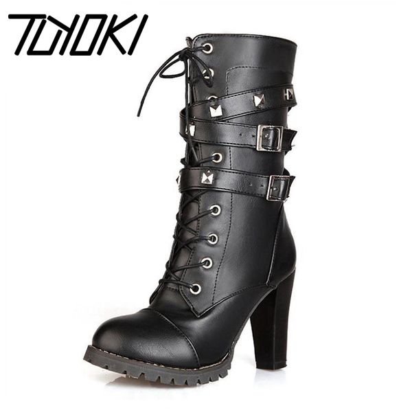 tuyoki ladies shoes women boots high heel platform buckle zipper rivets sapatos femininos lace up boots fashion shoes size 34-43, Black
tuyoki ladies shoes women boots high heel platform buckle zipper rivets sapatos femininos lace up boots fashion shoes size 34-43, Black