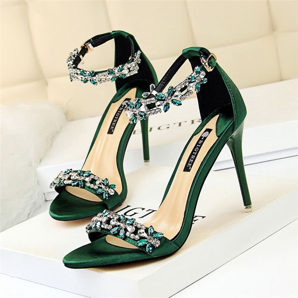 2020 summer women 9cm high heels crystal sandals satin sandles stiletto pumps stripper fetish nude green heels party shoes, Black
2020 summer women 9cm high heels crystal sandals satin sandles stiletto pumps stripper fetish nude green heels party shoes, Black