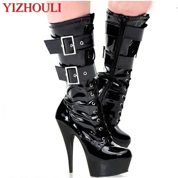15cm ladies fashion buckle pu leather knee high boots winter 6 inch platform high heel boots for women fetish dance, Black
15cm ladies fashion buckle pu leather knee high boots winter 6 inch platform high heel boots for women fetish dance, Black