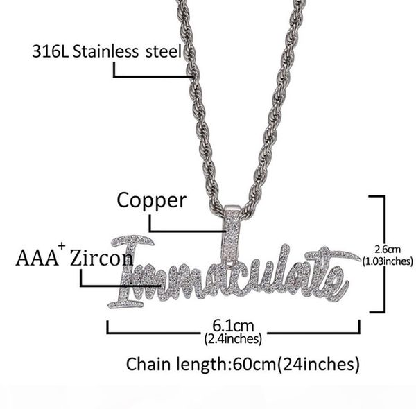 14k iced out immaculate pendant bling micro pave cubic zirconia simulated diamonds letters 3mm 24inch rope chain, Silver
14k iced out immaculate pendant bling micro pave cubic zirconia simulated diamonds letters 3mm 24inch rope chain, Silver