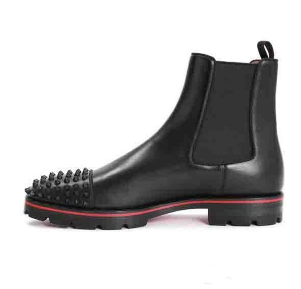 fashion luxury men boots red bottom design men ankle boots low heels genuine leather suede with rivets melon spikes flat short knight, Black
fashion luxury men boots red bottom design men ankle boots low heels genuine leather suede with rivets melon spikes flat short knight, Black