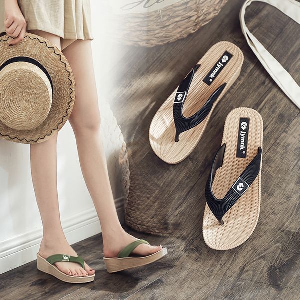 women's beach wedges flip flops outdoor sandals fashion comfortable indoor slippers all-match trendy new bathroom wet and dry, Black
women's beach wedges flip flops outdoor sandals fashion comfortable indoor slippers all-match trendy new bathroom wet and dry, Black