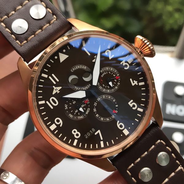 44.2mm luxury watch automatic mechanical movement calendar display super waterproof casual leather strap designer mens watch with box r340, Slivery;brown 
44.2mm luxury watch automatic mechanical movement calendar display super waterproof casual leather strap designer mens watch with box r340, Slivery;brown
