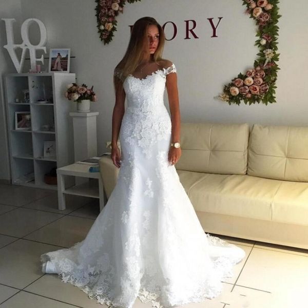 gorgeous lace mermaid wedding dresses with applique off shoulder plus size wedding dress custom made bridal gowns vestidos de noiva, White
gorgeous lace mermaid wedding dresses with applique off shoulder plus size wedding dress custom made bridal gowns vestidos de noiva, White