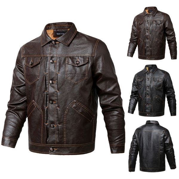 new pure color mens black jacket men's autumn winter fashion vintage zipper pure color imitation leather coat
new pure color mens black jacket men's autumn winter fashion vintage zipper pure color imitation leather coat