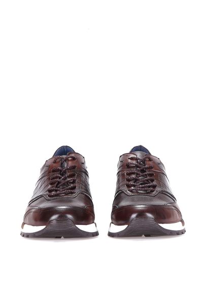 derimod genuine leather coffee men 's sneaker, Black