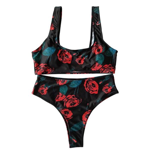 2018 new summer women rose floral print bikini set beach split swimsuit tank bra swimwear high waisted bathing suit, White;black
2018 new summer women rose floral print bikini set beach split swimsuit tank bra swimwear high waisted bathing suit, White;black