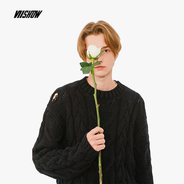viishow hole men's sweater brand pullover men sweater 2018 new pull homme solid black men sueter hombre zc1852183, White;black
viishow hole men's sweater brand pullover men sweater 2018 new pull homme solid black men sueter hombre zc1852183, White;black