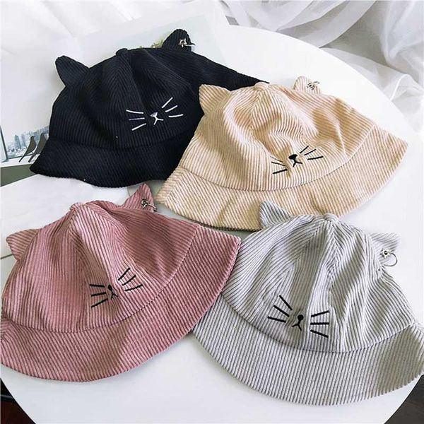 autumn spring new corduroy girls caps multicolor kitty bucket hat cute cartoon cat ears hats apparel accessories, Blue;gray 
autumn spring new corduroy girls caps multicolor kitty bucket hat cute cartoon cat ears hats apparel accessories, Blue;gray
