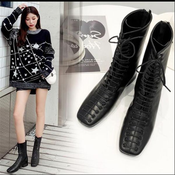 lzj 2019 women boots square head pu leather ankle boots autumn winter shoes woman spuare toe block heels ankle female, Black
lzj 2019 women boots square head pu leather ankle boots autumn winter shoes woman spuare toe block heels ankle female, Black