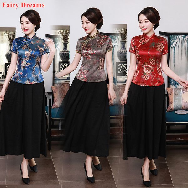 ethnic clothing print cheongsam and black skirt 2021 spring summer short qipao plus size women's costumes suit exotic apparel fairy dre, Red
ethnic clothing print cheongsam and black skirt 2021 spring summer short qipao plus size women's costumes suit exotic apparel fairy dre, Red