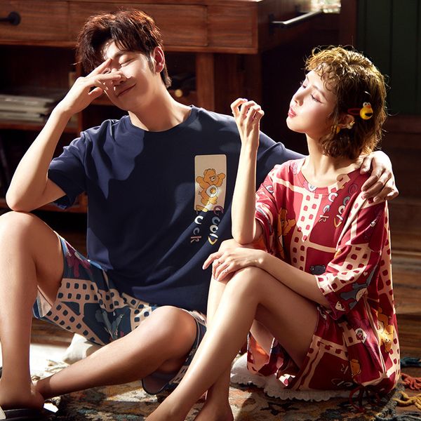 summer couple pajamas set sleepwear cotton cartoon bear loose pyjamas women men shorts pigiama party lovely gril homewear xxxl, Blue;gray
summer couple pajamas set sleepwear cotton cartoon bear loose pyjamas women men shorts pigiama party lovely gril homewear xxxl, Blue;gray