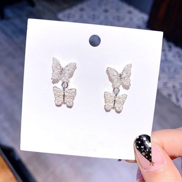 korean double butterfly earrings for women girls 2019 new charms zircon drop earrings all match birthday gifts, Silver
korean double butterfly earrings for women girls 2019 new charms zircon drop earrings all match birthday gifts, Silver