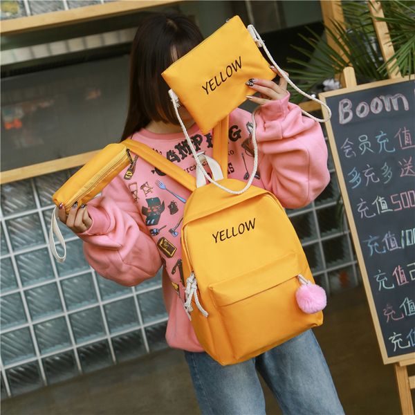 new 3 pcs/set students girl canvas backpack hair ball pendant kids schoolbag bagpack letter printing woman mochilas mujer 2019
new 3 pcs/set students girl canvas backpack hair ball pendant kids schoolbag bagpack letter printing woman mochilas mujer 2019