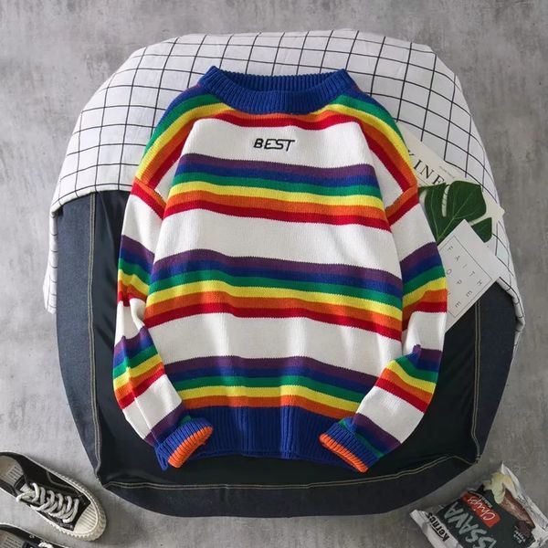 men's & women's sweater fashion mens rainbow striped hoodies casual couple loose crew neck sweatshirt 2 colors -2xl, White;black
men's & women's sweater fashion mens rainbow striped hoodies casual couple loose crew neck sweatshirt 2 colors -2xl, White;black