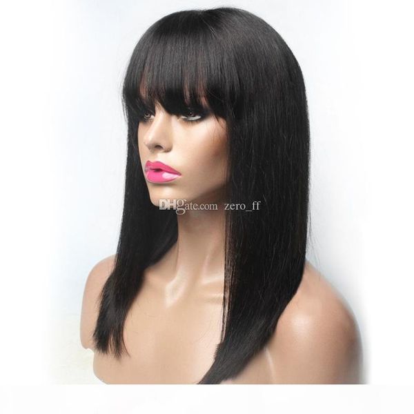 150% 180% short bob with bangs virgin hair straight natural black basic layered cut human hair full lace wig front lace wigs, Black;brown
150% 180% short bob with bangs virgin hair straight natural black basic layered cut human hair full lace wig front lace wigs, Black;brown