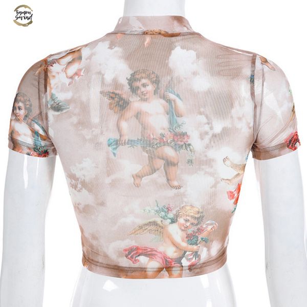 2019 fashion angel printed half high collar tshirt dew navel mesh short sleeve spandex t shirt short slim shirt crop top, White
2019 fashion angel printed half high collar tshirt dew navel mesh short sleeve spandex t shirt short slim shirt crop top, White