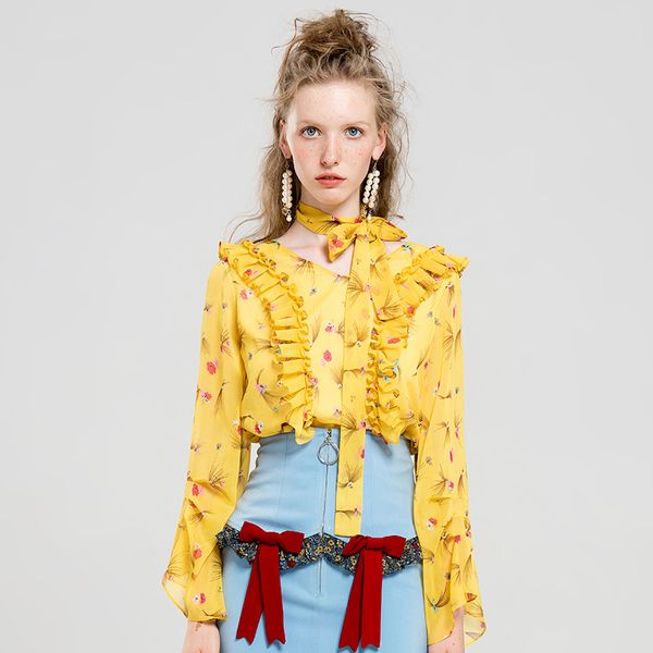 slim flared long sleeves retro fungus thin shirt printed chiffon floral women's spring new small shirt loose cover long-sleeved shirt, White
slim flared long sleeves retro fungus thin shirt printed chiffon floral women's spring new small shirt loose cover long-sleeved shirt, White