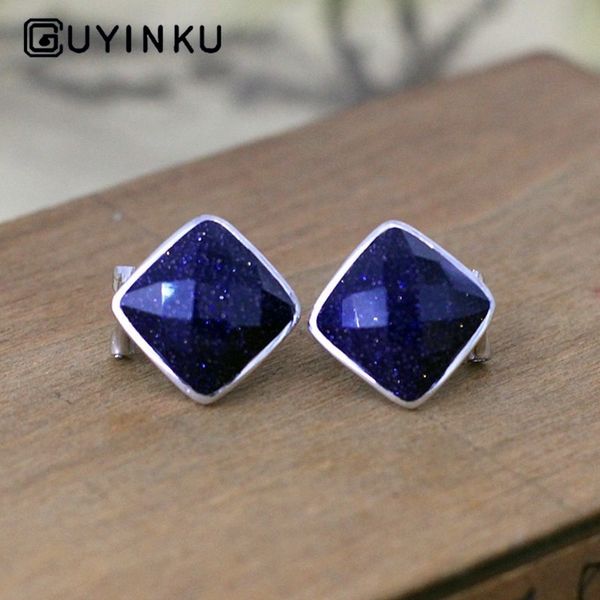 s925 sterling silver stud earrings women's ear decoration simple black agate blue sand stone gemstone earrings, Golden;silver
s925 sterling silver stud earrings women's ear decoration simple black agate blue sand stone gemstone earrings, Golden;silver