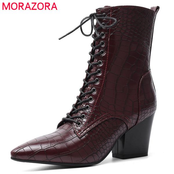 morazora 2020 new women pointed toe lace up autumn winter vintage high heels ladies office shoes western ankle boots mx200508, Black
morazora 2020 new women pointed toe lace up autumn winter vintage high heels ladies office shoes western ankle boots mx200508, Black