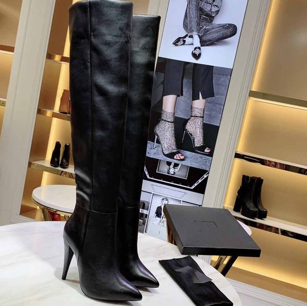 Горячая Продажа-Роскошная женская Knight Straight Бедро-High 24" пятки остроносых сапог кож 
Горячая Продажа-Роскошная женская Knight Straight Бедро-High 24" пятки остроносых сапог кож