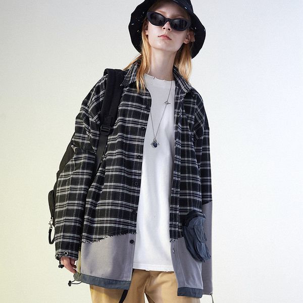 korean version trend splicing decorative plaid shirt autumn stripes loose long sleeves fashion simple lapel shirt casual, White;black
korean version trend splicing decorative plaid shirt autumn stripes loose long sleeves fashion simple lapel shirt casual, White;black