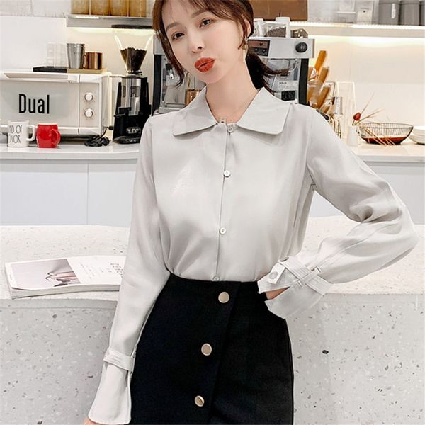 fashion korea women blouses shirt turn-down collar chiffon office shirts blouse blue single breasted shirts blusas femal, White
fashion korea women blouses shirt turn-down collar chiffon office shirts blouse blue single breasted shirts blusas femal, White